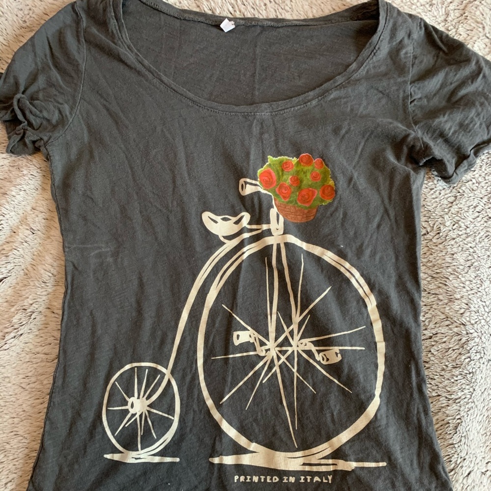 Grey Tee with Bicycle